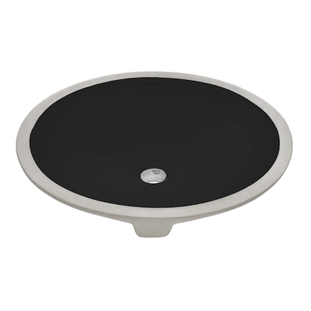 Ruvati 16 x 13 inch Undermount Bathroom Sink Black Oval Porcelain Ceramic with Overflow RVB0618BK